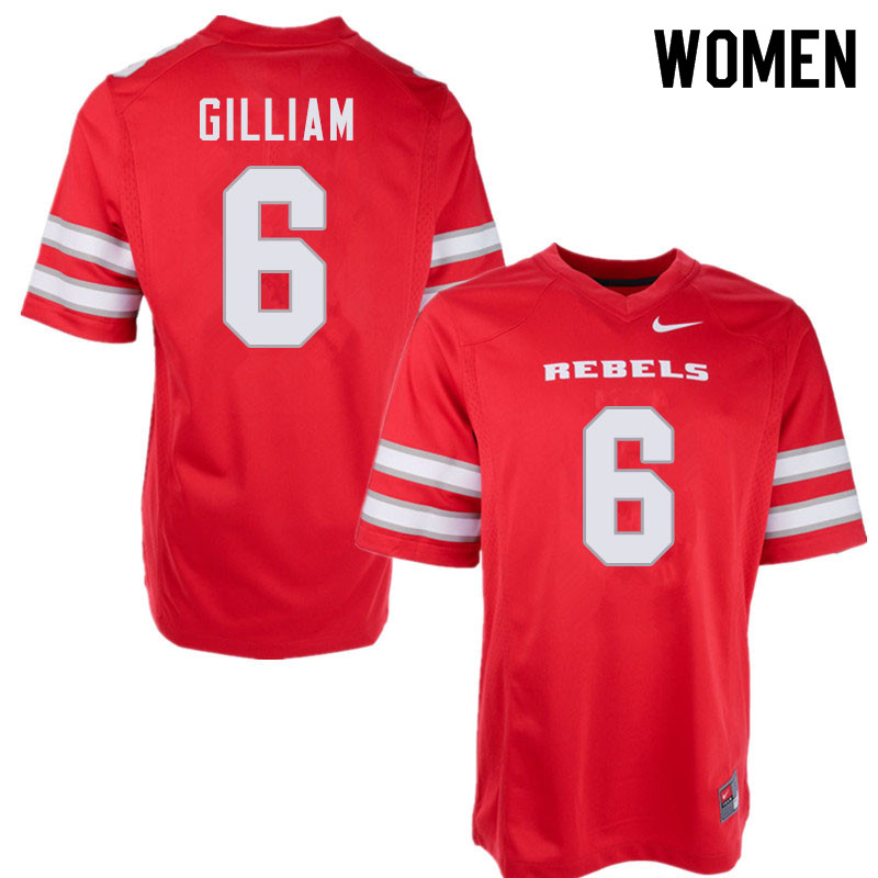 Women #6 Max Gilliam UNLV Rebels College Football Jerseys Sale-Red